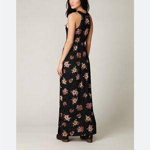 Free people floral maxi dress halter with slit size small